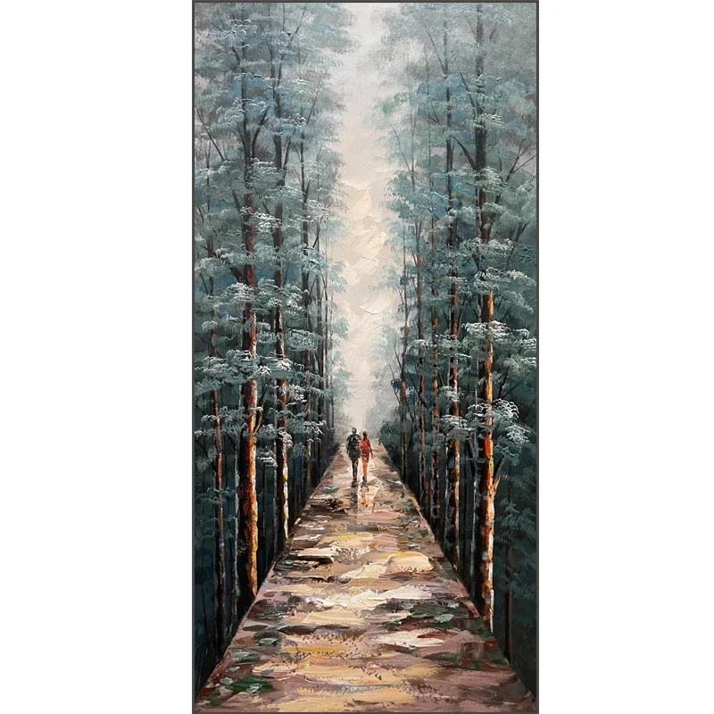 

Hand painted, textured oil painting, entry, entrance, hanging , living room aisle, decoration, light luxury modern