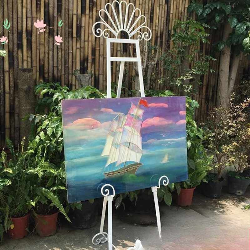 European-style wrought iron easel, wedding prop display stand, art sketch easel home bedroom