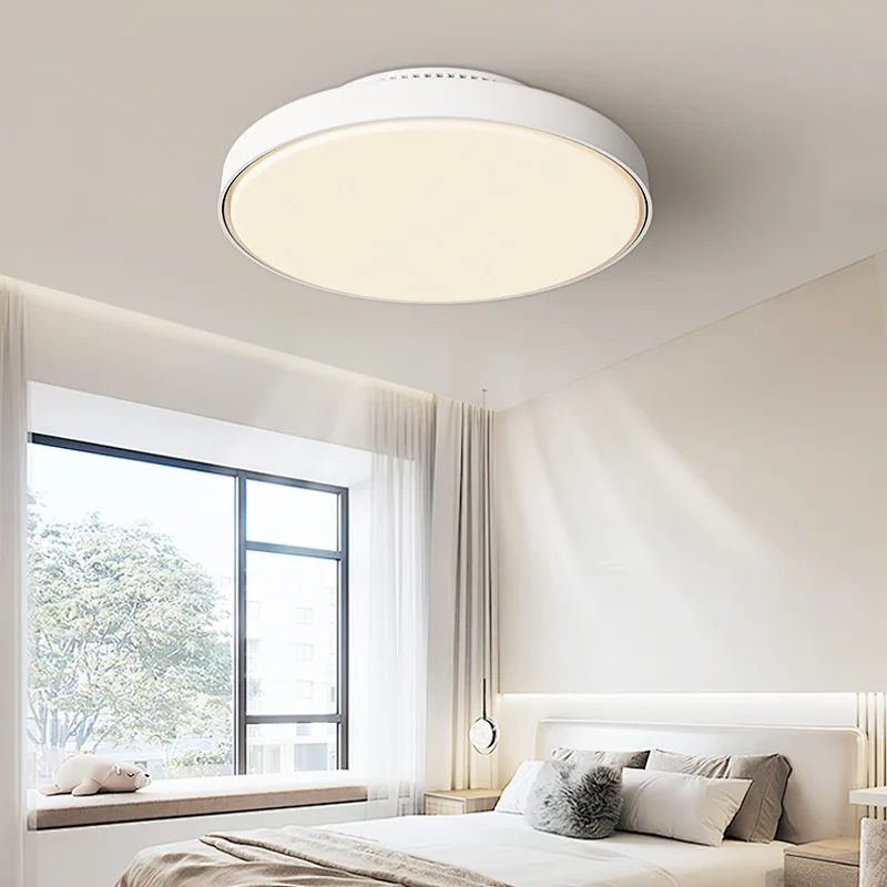 

SANDYHA Modern Minimalist Leaf Free Ceiling Fan Light Circular Design LED Lamp Bedroom Decoration Living Room Study Lighting