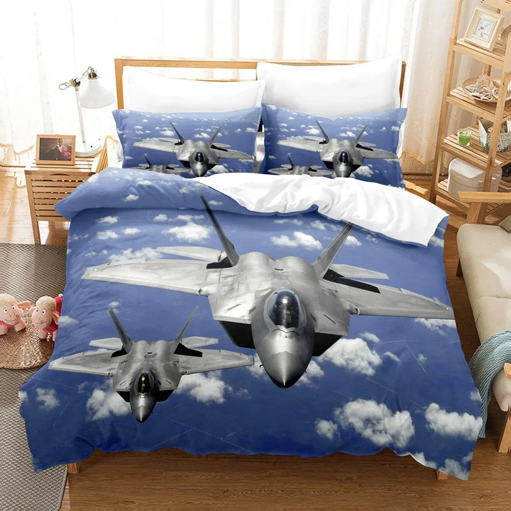 

Fighter Aircraft Double Bed Comforter Cover Set Super Microfiber Duvet Cover Bed 135 Children Print Plane Bedding Set For Boy