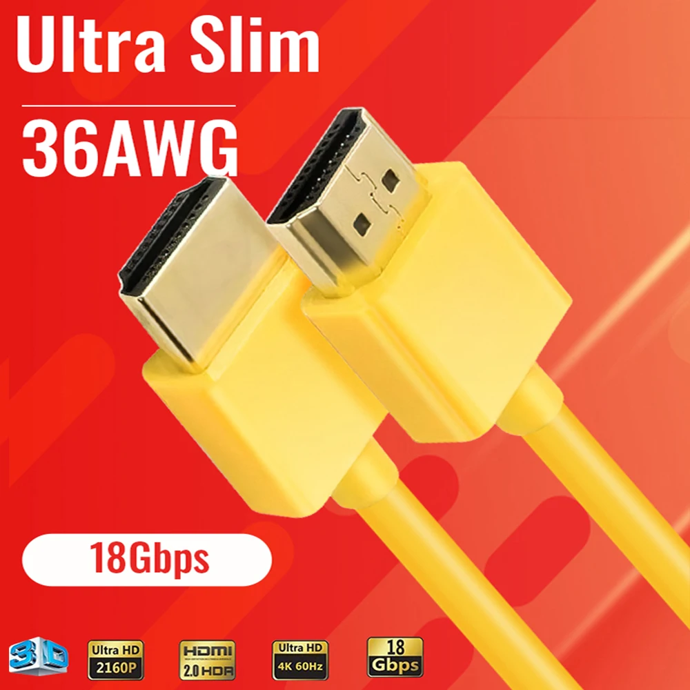 Ultra Slim HDMI Cable 36AWG 4K HDMI 2.0 Cable with Ethernet HDMI ARC CEC HDMI 2.0 Cabel Cord for PS5 Xbox Series X PS4 Pro HDTV