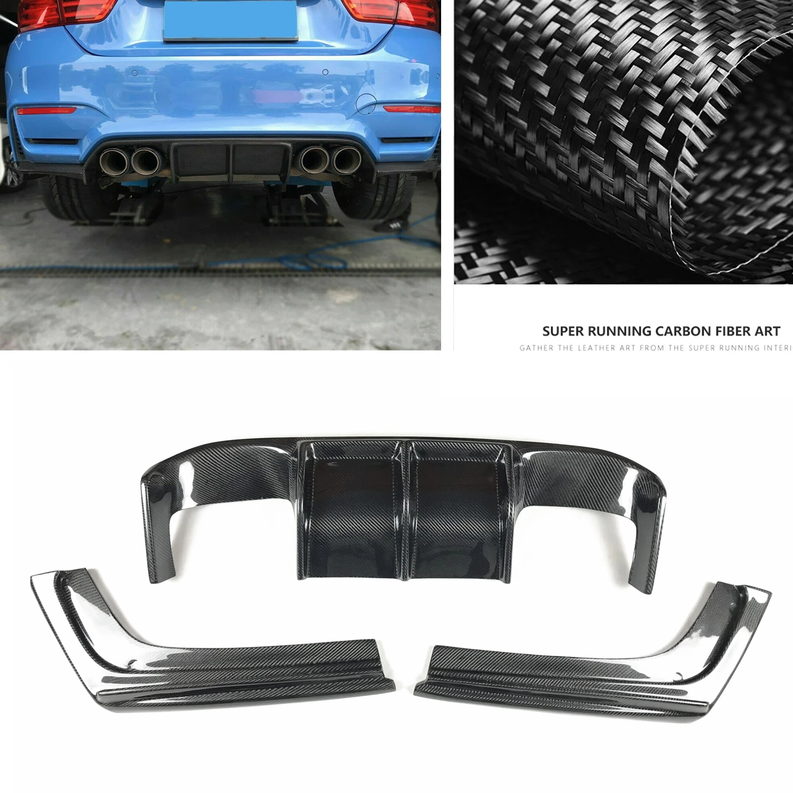 

Rear Diffuser Bumper Lip For BMW F80 M3 F82 F83 M4 2014-2020 V Style Real Carbon Fiber Car Boot Spoiler Plate Splitter Body Kit