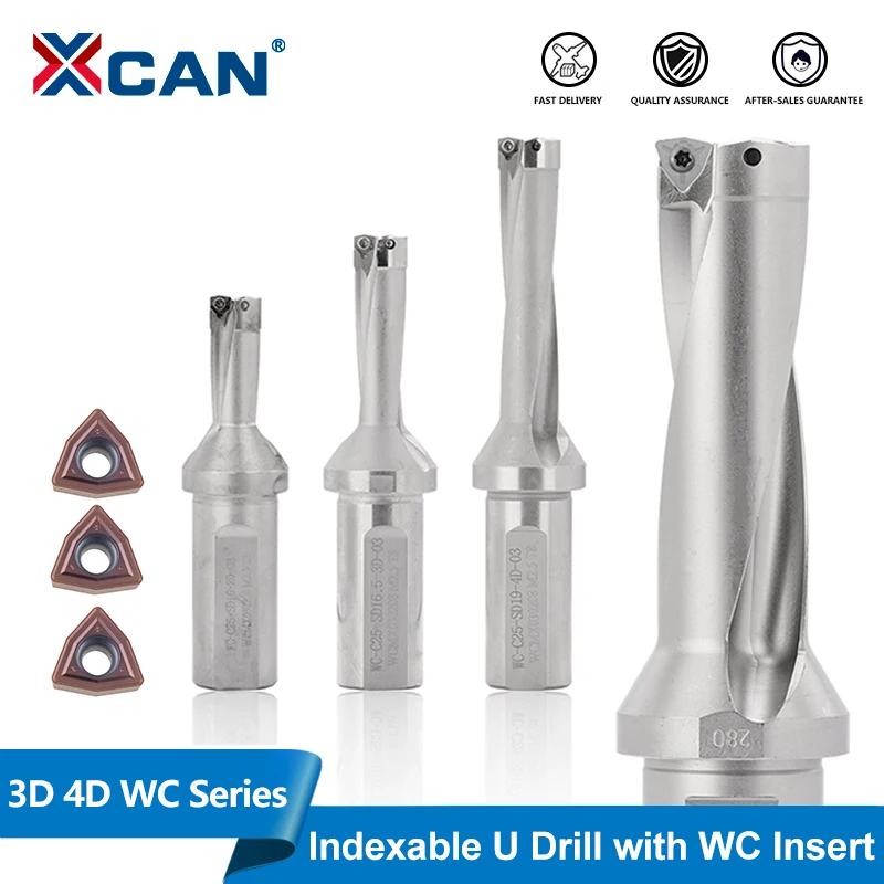 

XCAN Indexable U Drill Bit 3D 4D C25 C32 C40 WC Series Insert 14mm-40mm Depth with WCMX WCMT Insert CNC Lathe Tool