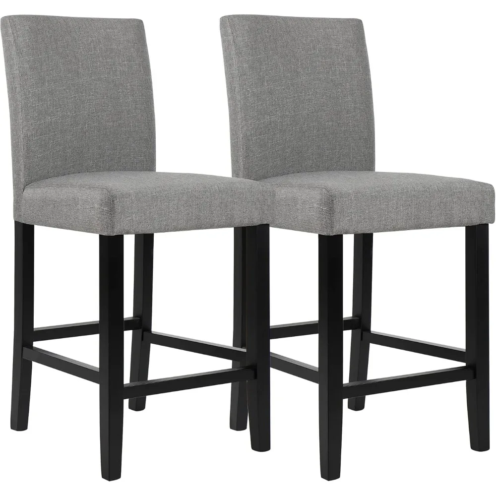 

Bar Stools Set of 2, 24.8 Inch Upholstered Fabric Counter Height Stools, Modern Kitchen Island Wood Bar Chairs Barstools