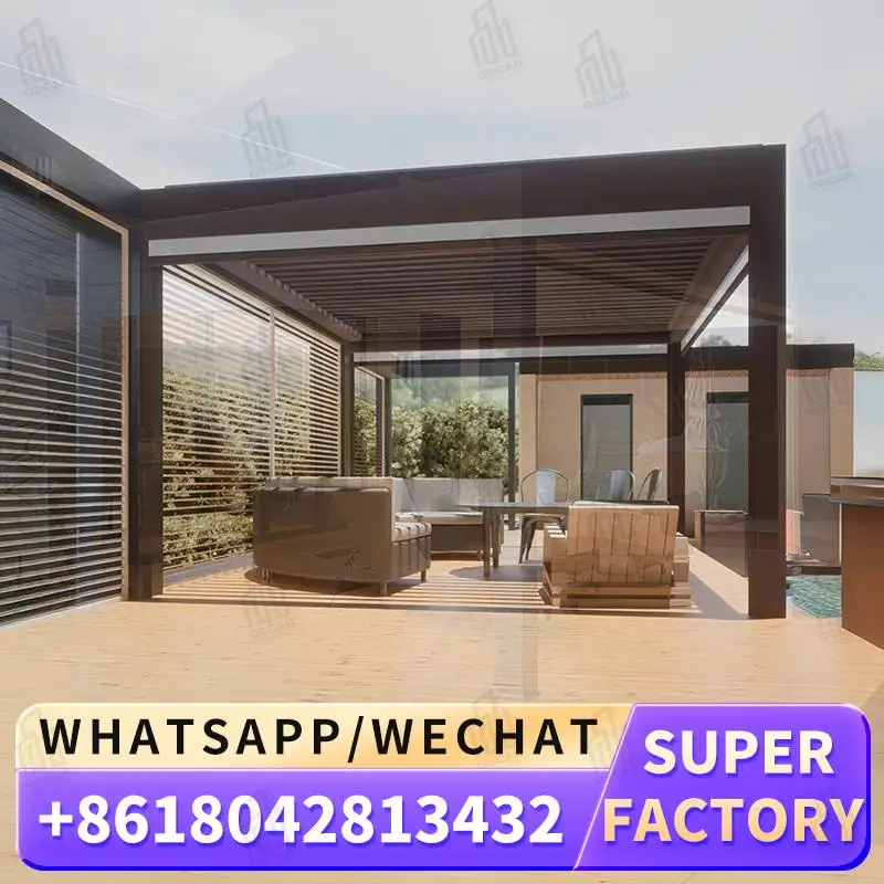 

Outdoor Aluminium Waterproof Louver Roof Metal Pergola for Garden Terrace Patio Louver Pergola