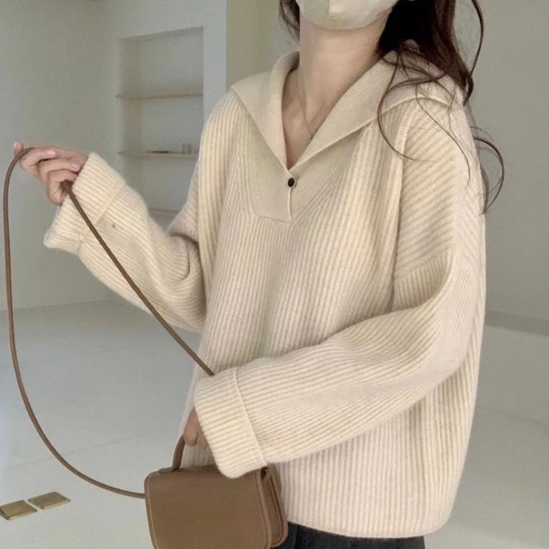 Knit Tops for Woman Green Winter Button Pink Pullover Women's Sweater Autumn 2024 in Promotion Trend Thermal Blouse 90s Vintage