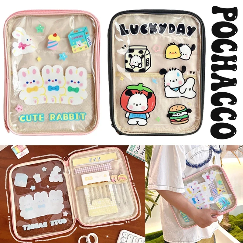 

Sanrio Pochacco Laptop Storage Bag Cartoon Anime Protective Cover for 10.2 10.5 Ipad Kawaii Transparent PVC Waterproof Pouch