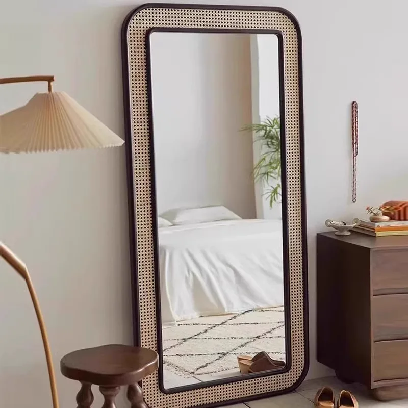 Retro style light luxury try-on full-length mirror retro full-body mirror girls bedroom simple home