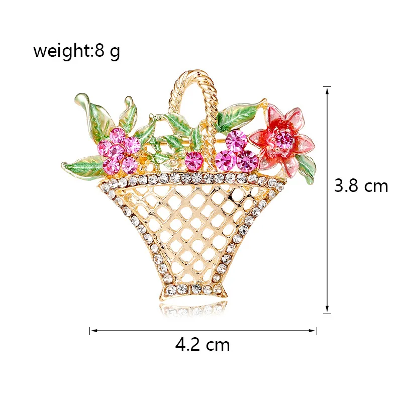 Hollow flower basket diamond brooch, versatile cross-border fashion flower pin, colored diamond dripping corsage manufacturer wh