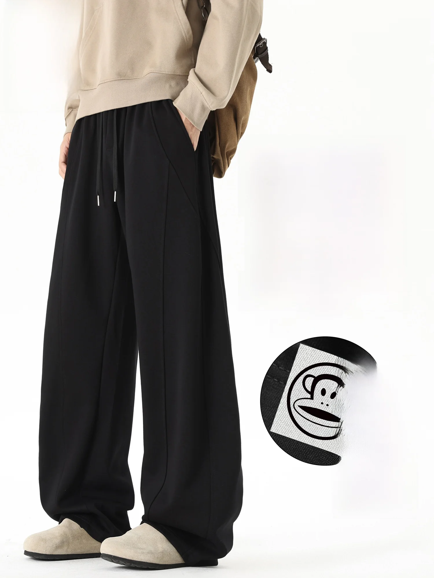 

Мужские трикотажные брюки Paul Frank с флисовой подкладкой, свободного прямого кроя, повседневные, удобные зимние брюки, молодежные, модные, из хлопка и полиэстера