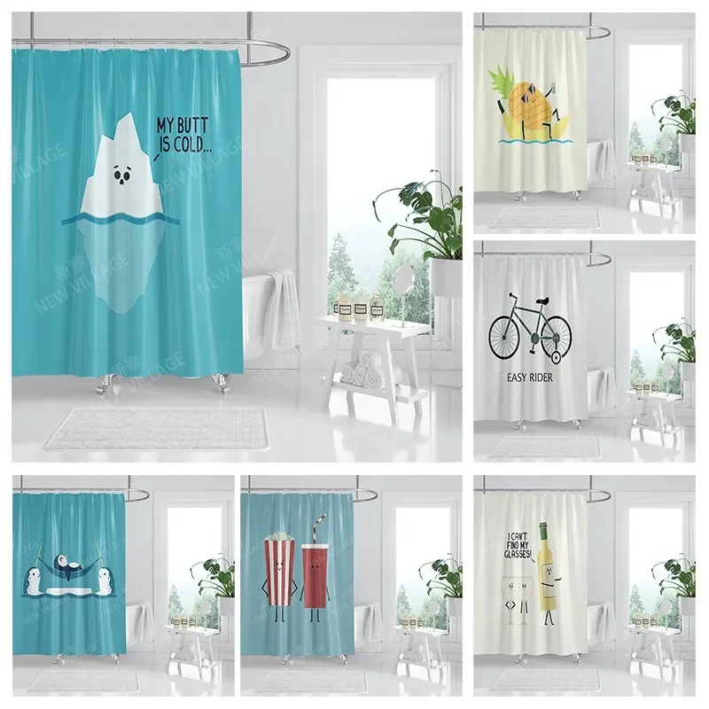 

Waterproof fabric shower curtain Bathroom curtain accessories 180x200 Bath curtain for shower 240*200 cartoon cute decor 240x200