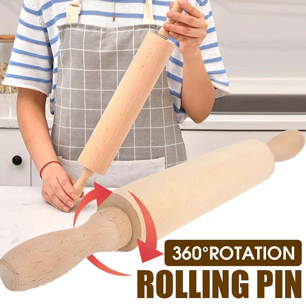 

1Pcs Wooden Rolling Pin Household Non Powder Stick Dumpling Rolling Noodle Stick Kitchen Baking Pastry Tools ° Rotation Bakery