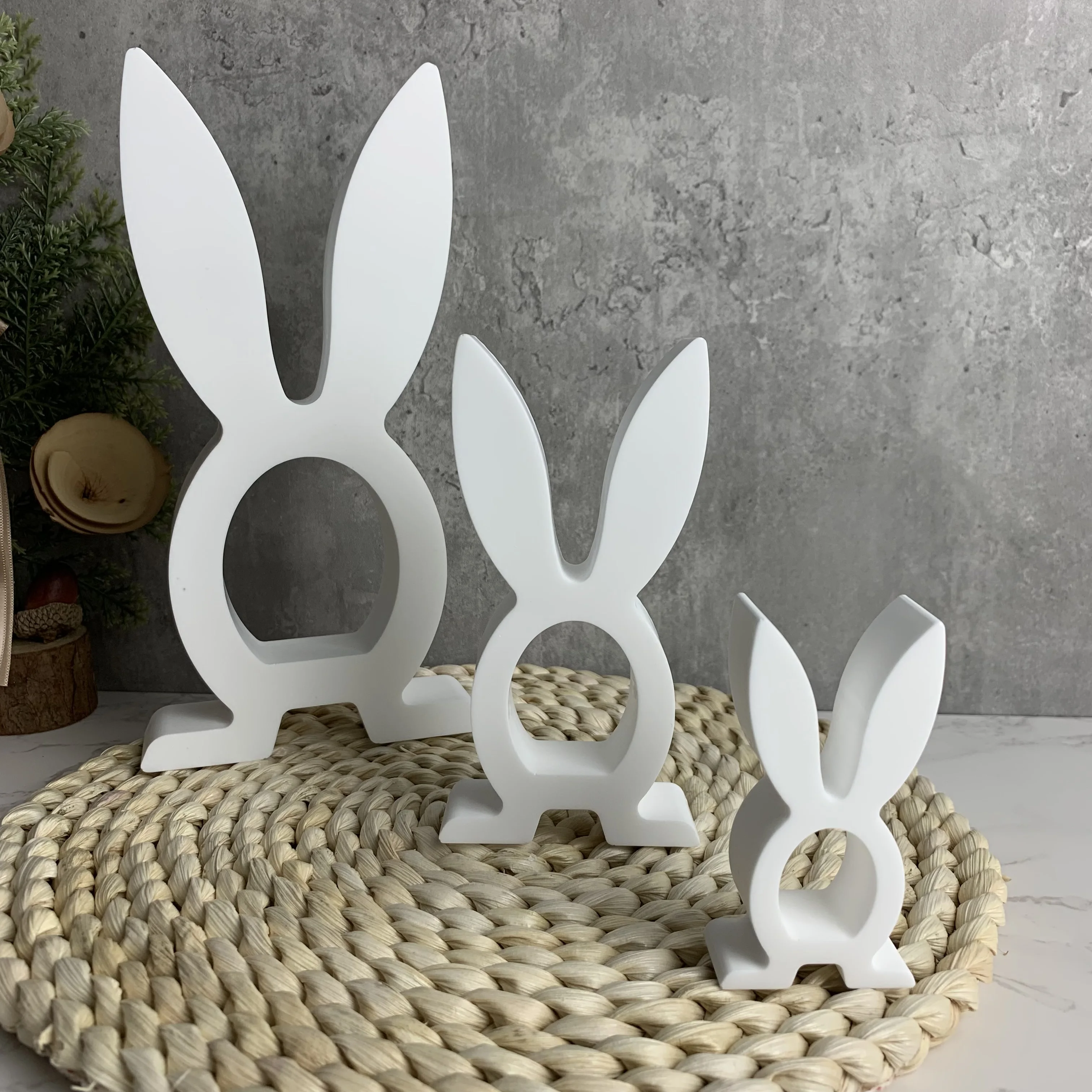 Easter Big Ear Hollowed Out Rabbit Candle Silicone Mold Home Decorative Cement Gypsum Ornaments Silicone Mould Epoxy Resin Mold