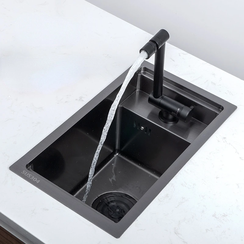 Hidden Single Bowl Bar Small Size  Stainless Steel Balcony  Concealed Black Kitchen Sink