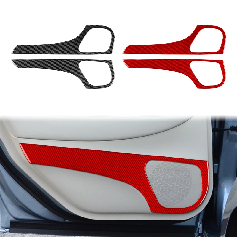 Real Carbon Fiber Car Rear Door Speaker Sticker Horn Frame Cover Trim Interior Decorative Accessories For Infiniti Q50 2014-2020
