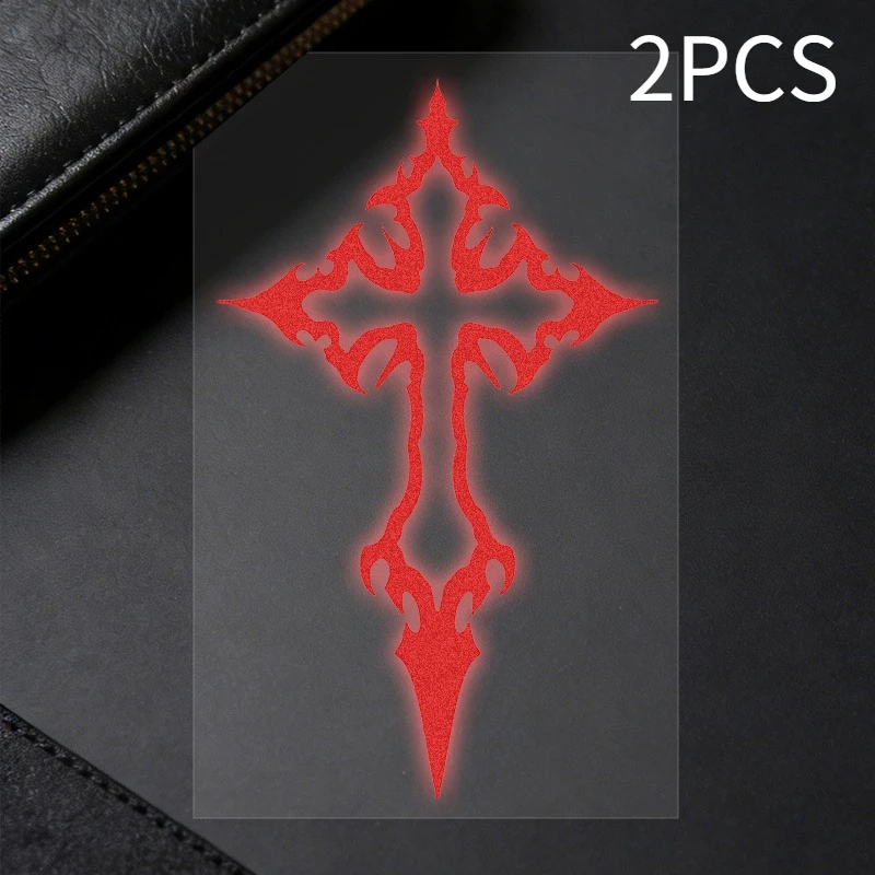 2-teiliges Set Tribal Cross Vinyl-Aufkleber, wasserfeste Aufkleber für Fahrräder, holografisch und silberfarben – Detail 12