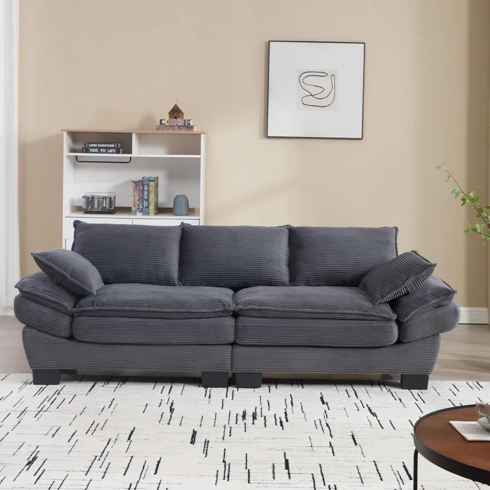 Sofá Loveseat Cloud, cómodo sofá de pana de 3 asientos con asiento profundo y reposabrazos más anchos, sofás tapizados modernos para velero de 88,6 pulgadas