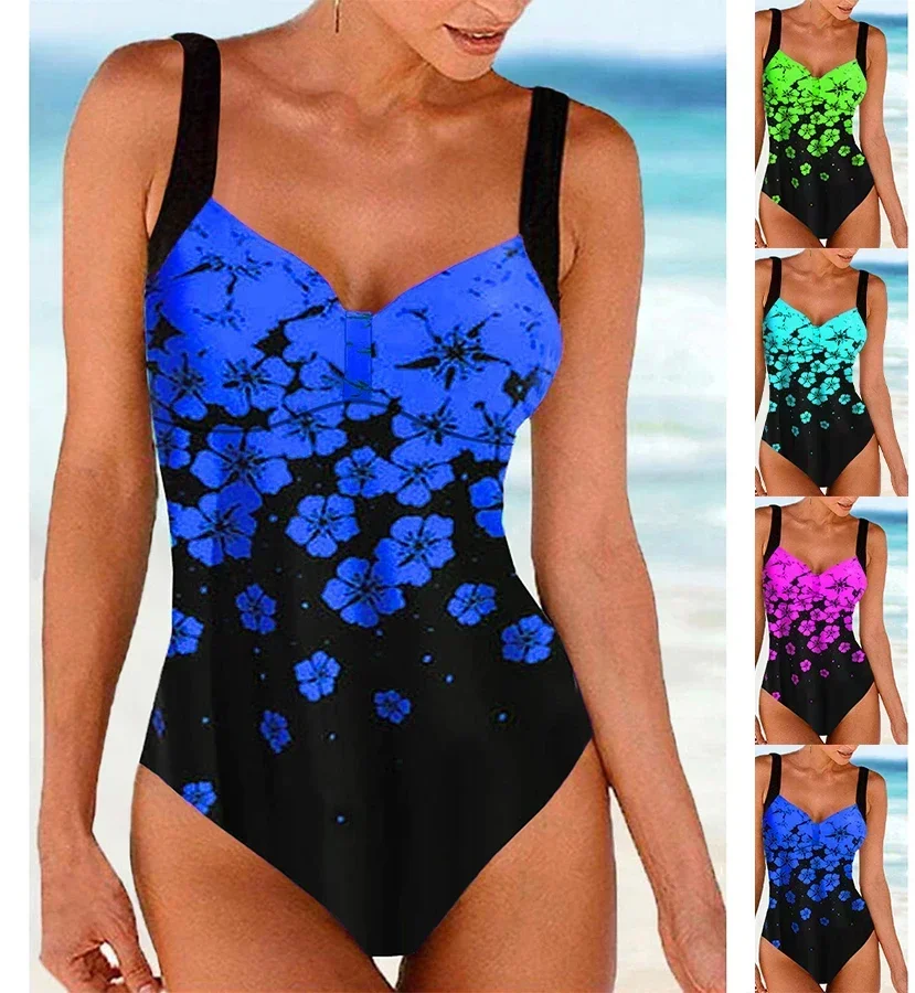 

New High-quality Summer Daisy Print Two-piece Swimsuit Design Sexy Women's Lace Up Beach Swimsuit S-5XL