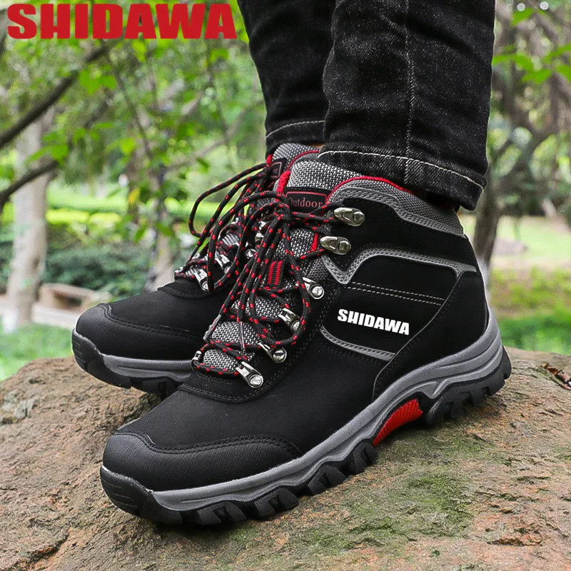 New Autumn Winter Fishing Boots Breathable Wear-resistant Outdoor Men High-top Non-slip Hiking Camping Hunting Cycling Shoes