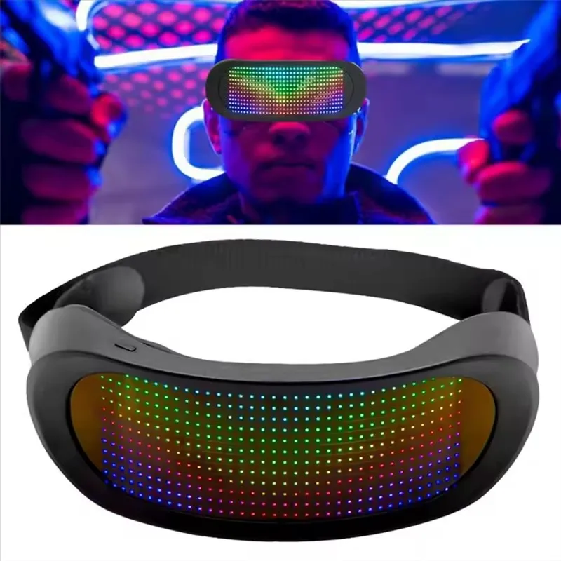 

Full-Color Shining LED Glasses Bluetooth App Control Programmable Dynamic Luminous Light Eyeglasses for Raves Festivals Party ﻿