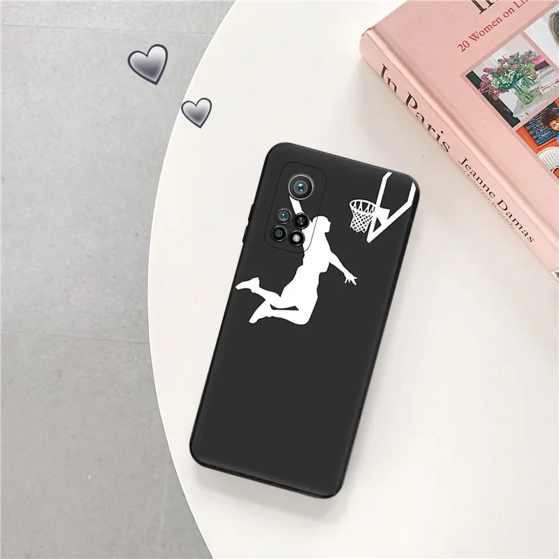 Black Matte Phone Case for Redmi Note12 Note13 Xiaomi 13 12 Pro 12C 12X 12T 13C 12S Lite Shot Basketball Dunk Sports Soft Cover