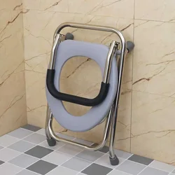 Stainless Steel Portable Toilet Stool Foldable Seat for Seniors Pregnant Women's Commode Splash-Proof Travel Restroom Seat