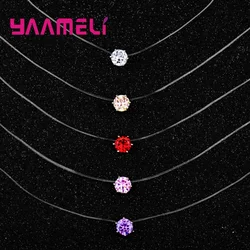 New Design Simple Casual Style Necklace Clear Fishing Line Collares 8 Color Crystal Jewelry Wedding Party Daily Bijoux