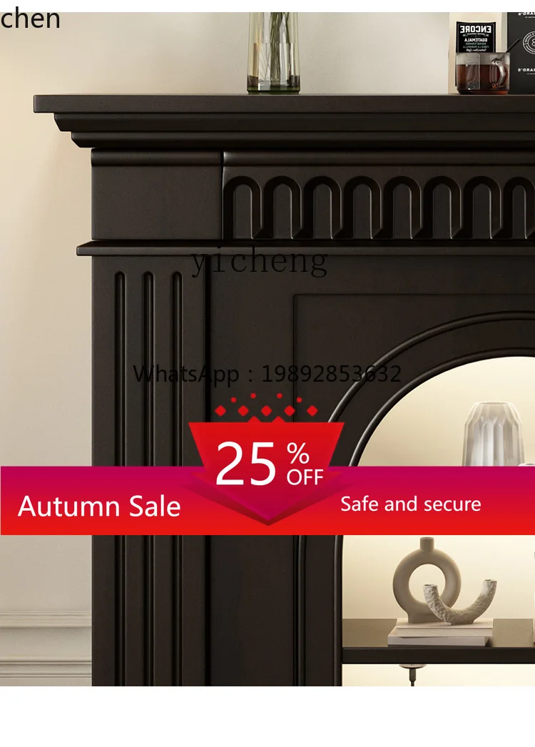 HXL  Solid Wood Decorative Fireplace Cabinet Texture Storage Cabinet Living Room Entrance