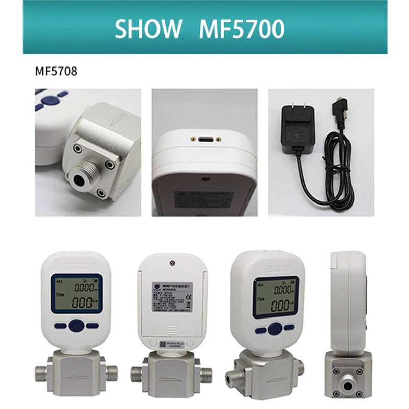 MF5708 0~100SLPM Portable Digital Air Mass Flow Meter Wireless LoRa or Wifi Stand-Alone Version