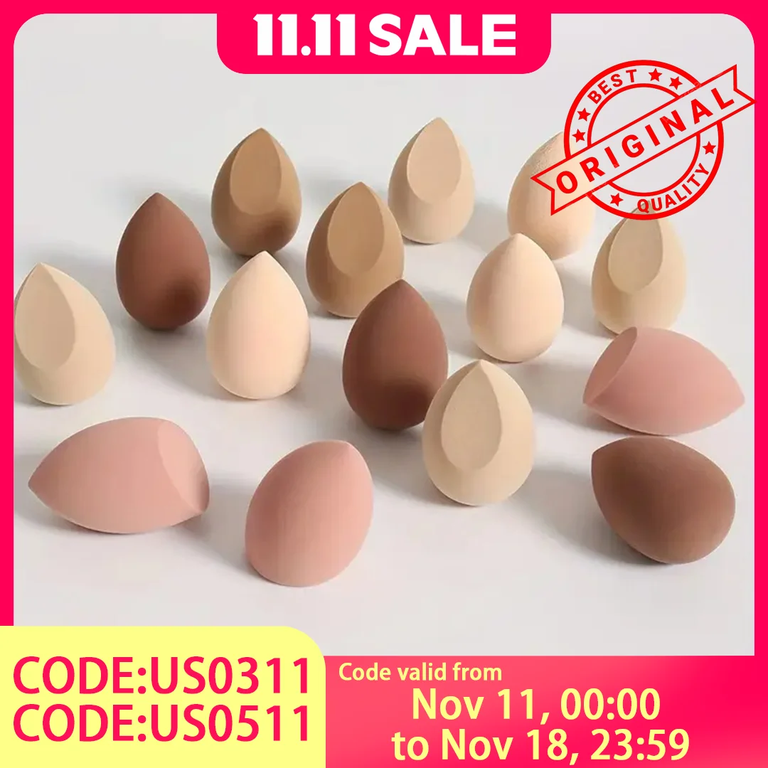 Zestaw 6 brązowych gąbek do makijażu - Świąteczny zestaw do efektów specjalnych i makijażu glamour, do podkładu i makijażu kostiumowego, zestaw pędzli do makijażu