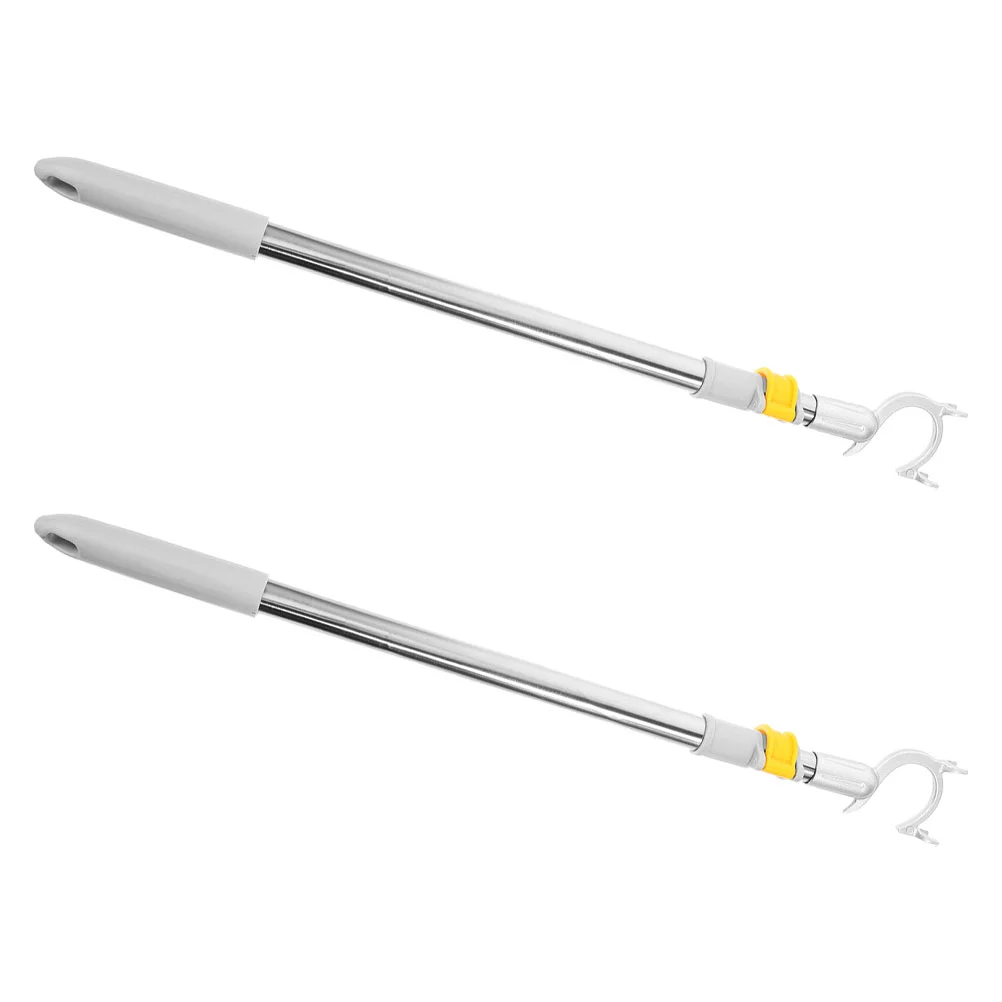 

2 Pcs Stainless Steel Clothes Drying Fork Hook Pole Long Reach Hanging Rack Clothing High Garment