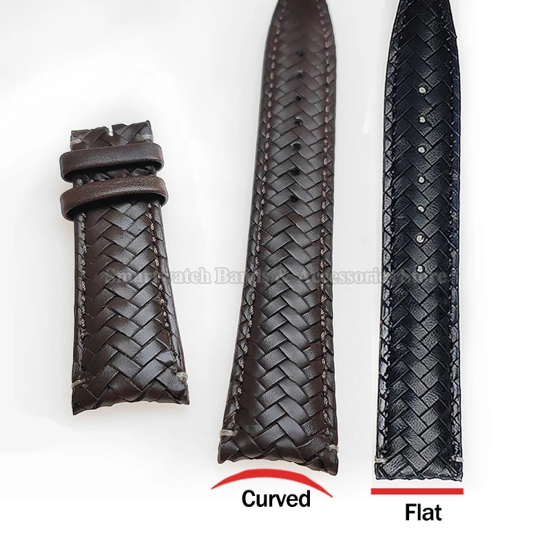 20mm 22mm Leather Watch Strap for IWC Pilot Curved End Braided Wrist Band Folding Clasp Bracelet Replacement Men Watch Band