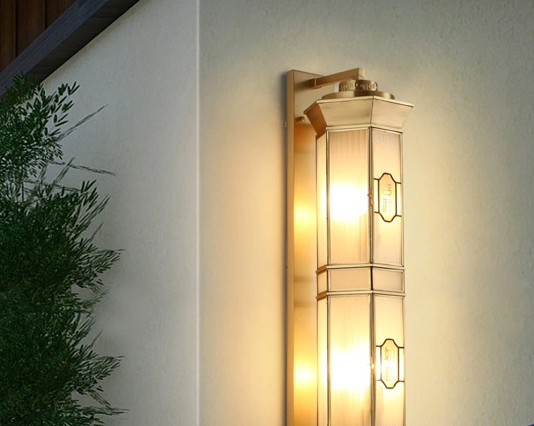 

All-copper outdoor wall light, new Chinese style foyer, courtyard balcony, outdoor aisle, corridor, garden, mansion villa