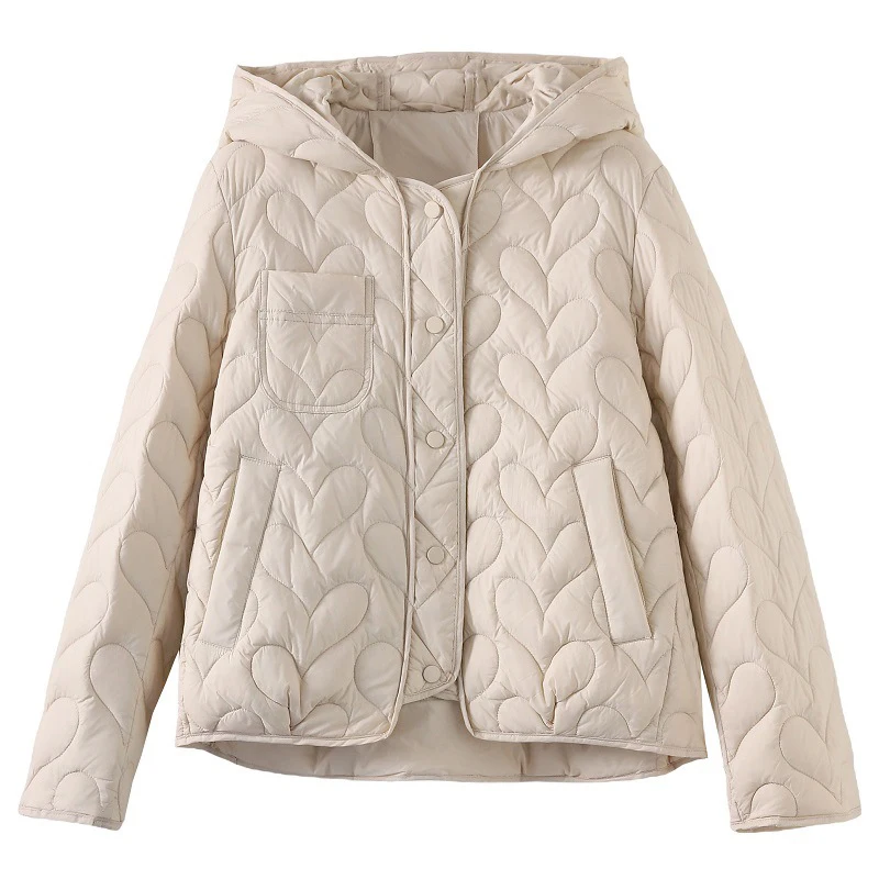 Schinteon Damen-Daunenjacke, leicht, 90 % weiße Ente, lässig, locker, Herbst-Winter-Outwear mit Kapuze, koreanischer Stil, Mantel, 2025, neu