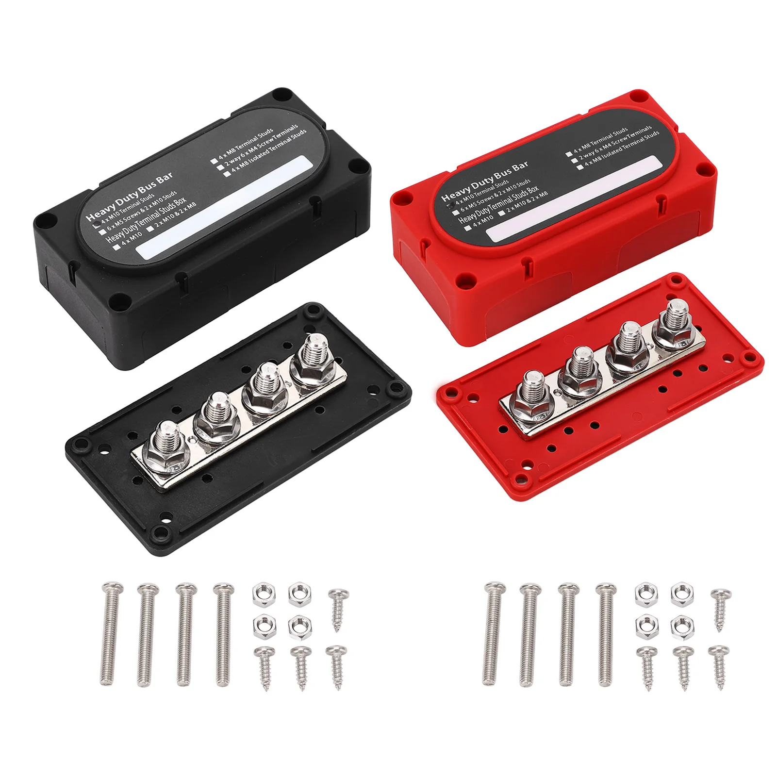 

Power Distribution Block 4 Studs 300A Battery Bus Universal for 12‑48V Car RV Yacht Boat Power Distribution Terminal