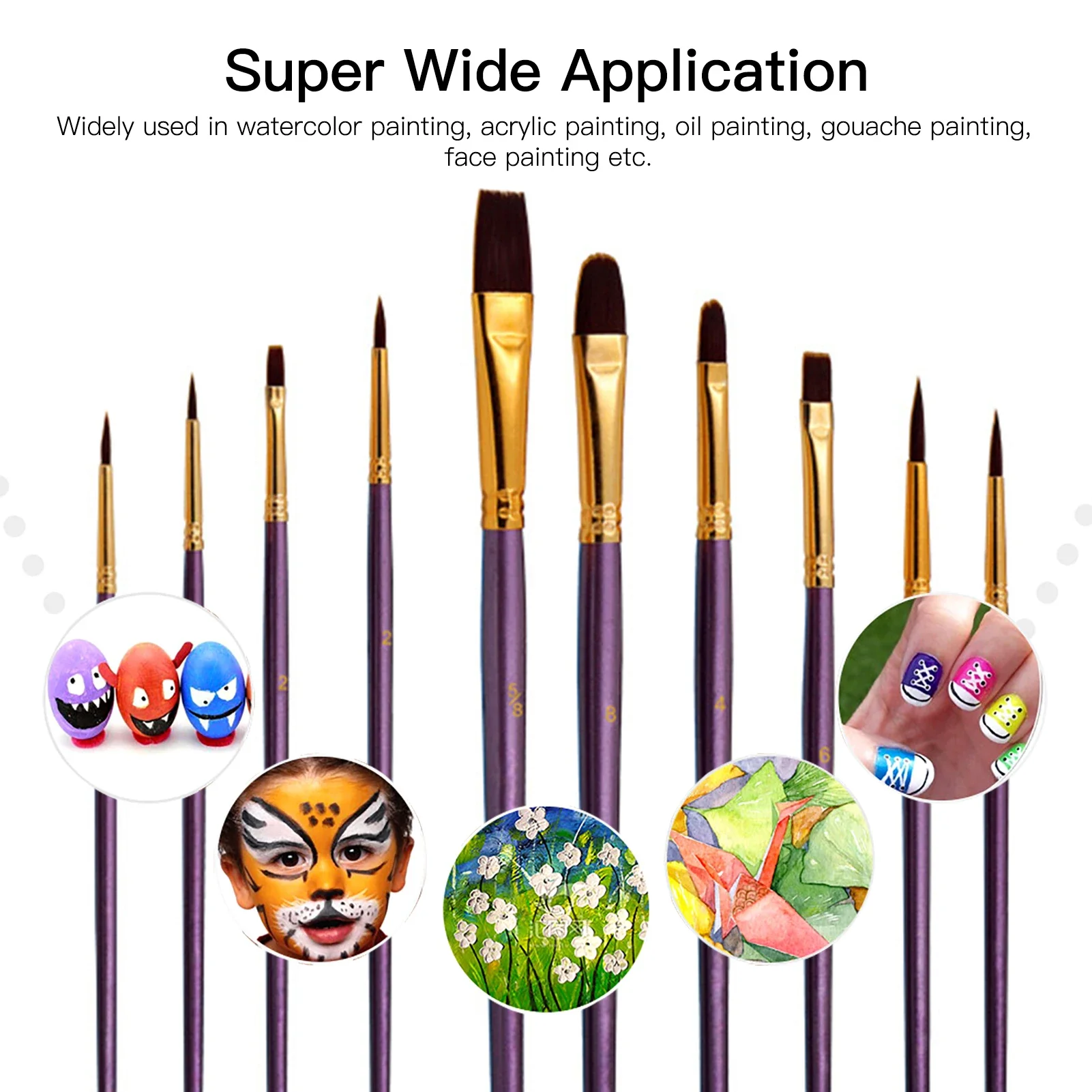 10-teiliges Pinsel-Set, Künstler-Pinsel, mehrere Mittelpinsel mit Nylonhaar für Künstler, Acryl, Aquarelle, Ölgemälde