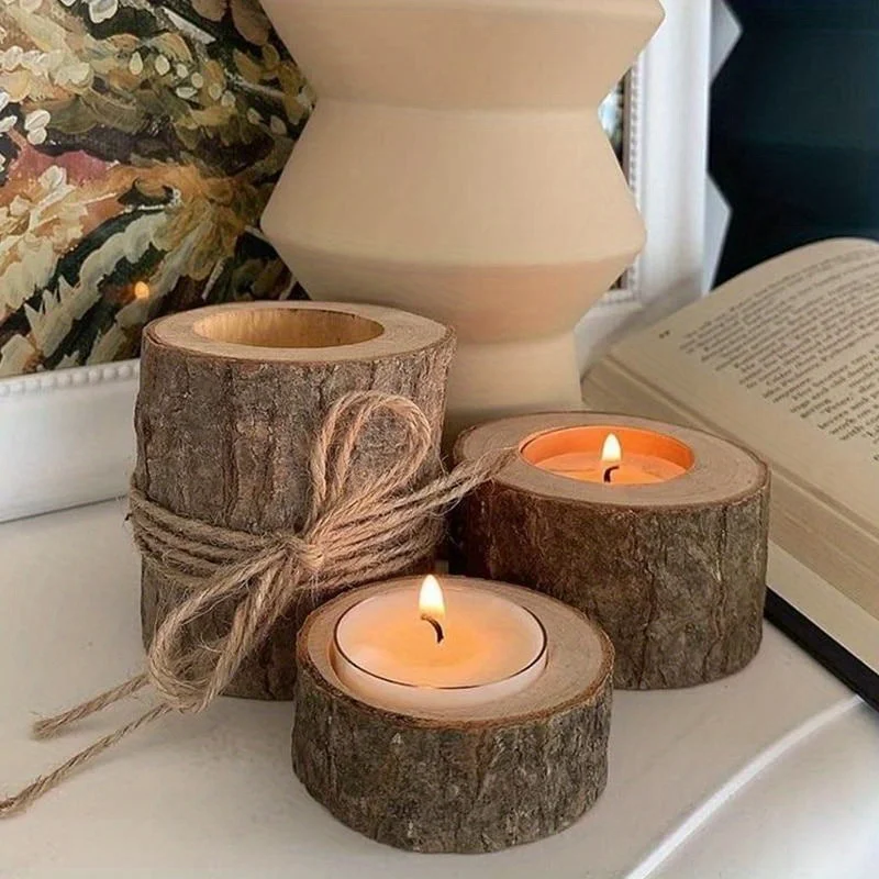 

Wooden Tea Light Candle Holders for Wedding Centerpieces Halloween Table Wedding Birthday Party Valentine's Day Home Decorations