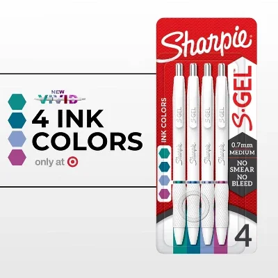 

4pk Gel Pens 0.7mm Bright Assorted Ink Colors: Multicolored Gel Pens for Art & Office Use