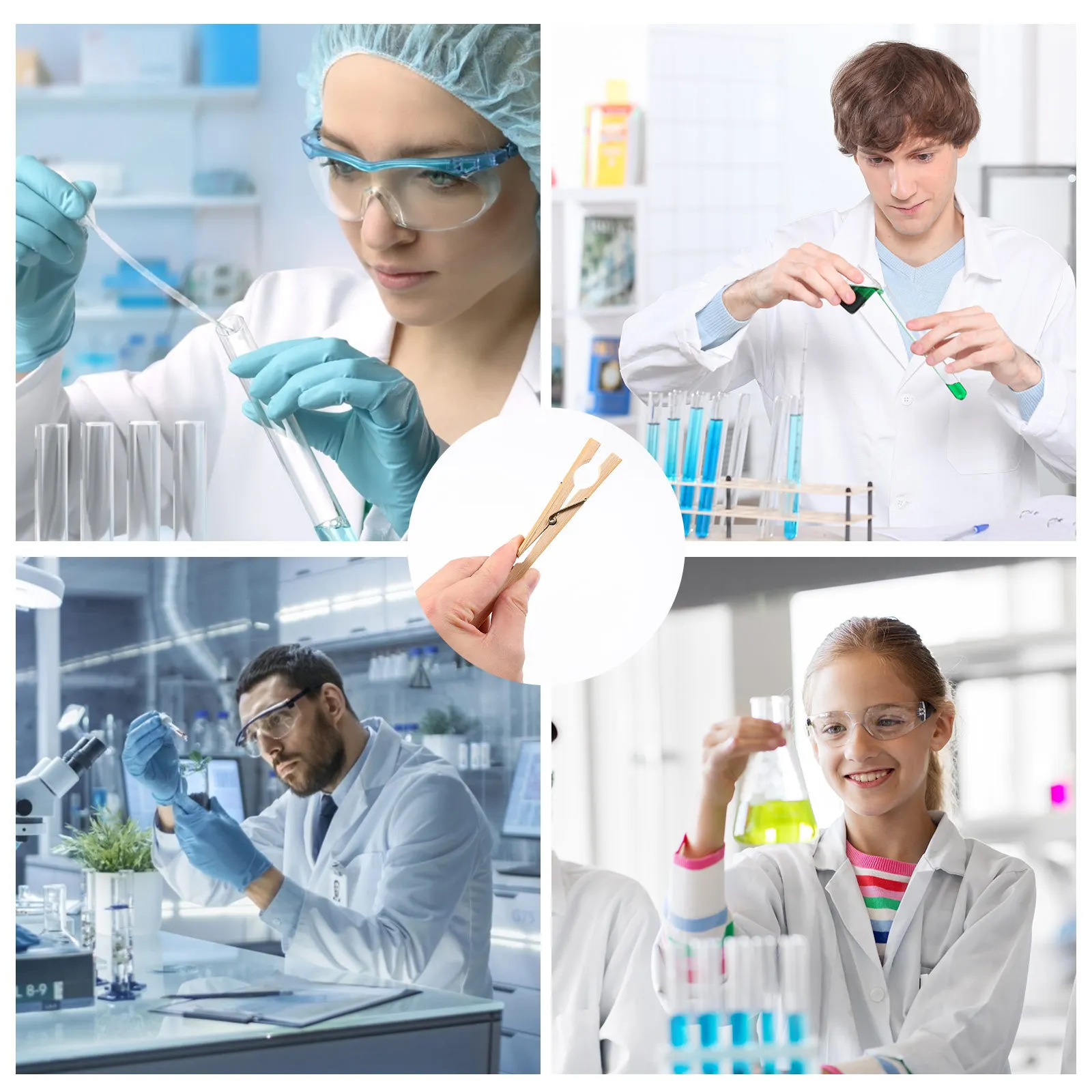 

10Pcs Wooden Test Tube Clips Durable Spring Clamp Laboratory Chemical Biological Experiment Tool Holder Test Tube Clamp