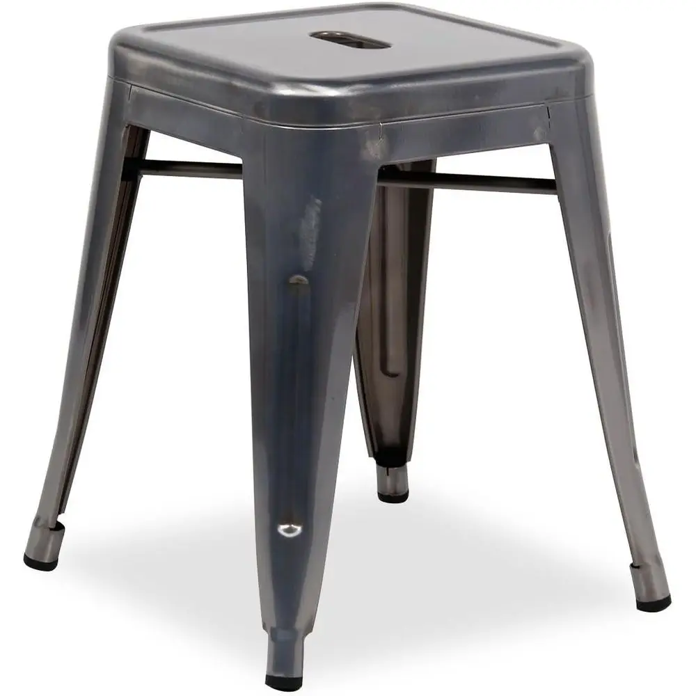 Industrial Metal Stackable Stool, 18 High, Gunmetal Finish