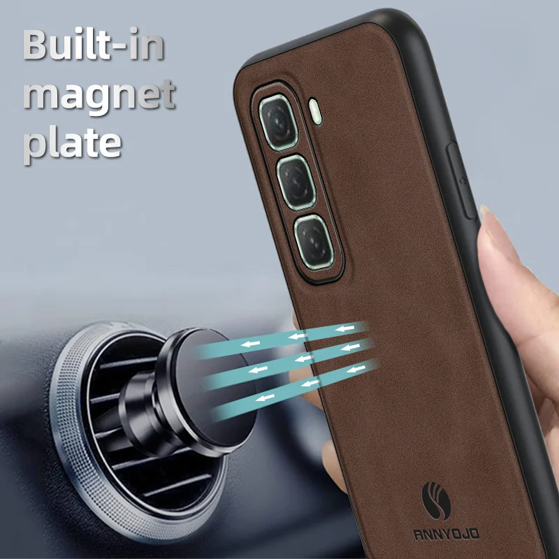 Coque arrière rigide en cuir PU avec plaque magnétique intégrée, étui pour MF ix Hot 50 4G X6882, 256