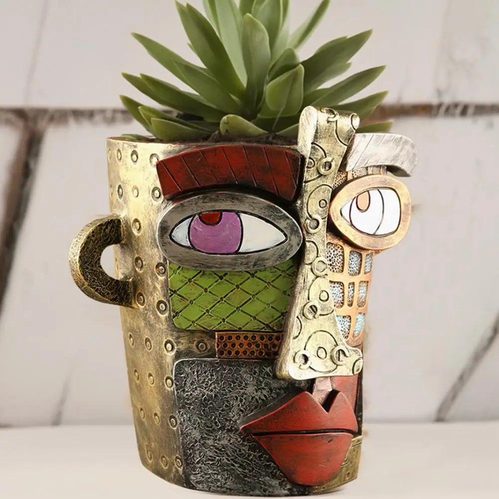 Face Flower Pot Vintage Women Head Planter Pot for Indoor Outdoor Plants Succulents Herbs Abstract Face Flowerpot with for Home