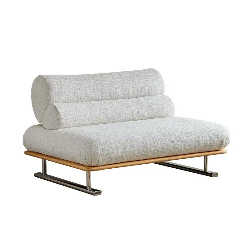 LMM living room wabi sabi medieval tofu block combination cotton and linen fabric single sofa