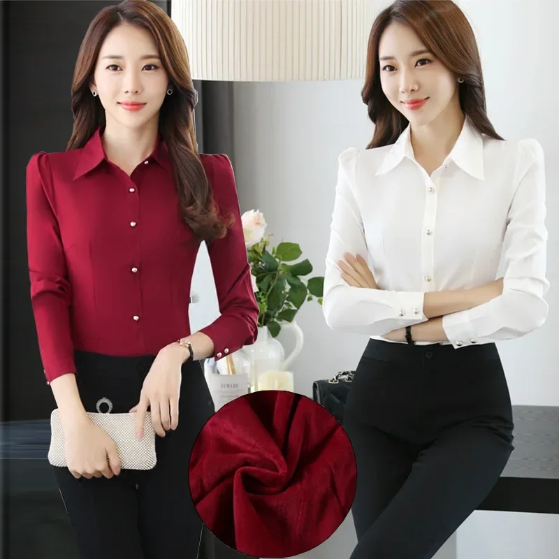 Korean Style White Short Sleeve Blouse Women Summer 2024 Elegant Slim Oversize 5XL Office Red Shirt Long Sleeve Top Work Blouse