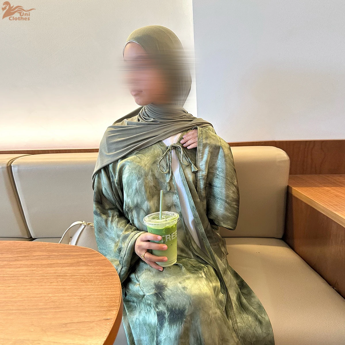 Uni Abaya Dubai 2026 Ramadán Eid ropa de mujer satén pajarita hasta estampado de mármol mujeres modestas Abaya abierta ropa musulmana