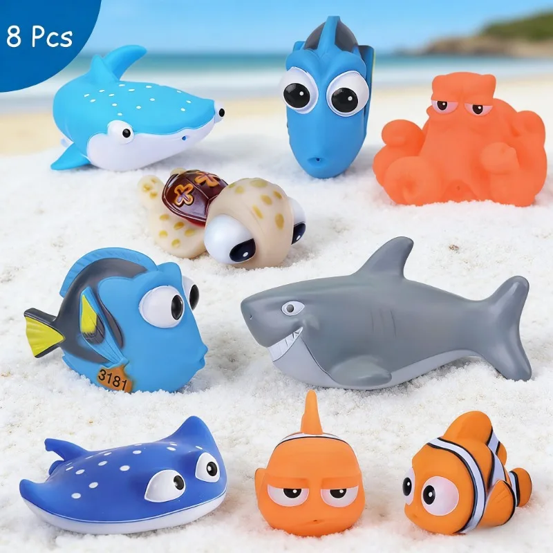 Brinquedos de banho do bebê encontrar nemo dory flutuador spray água espremer brinquedos de borracha macia banheiro jogar animais crianças banho palhaço brinquedo
