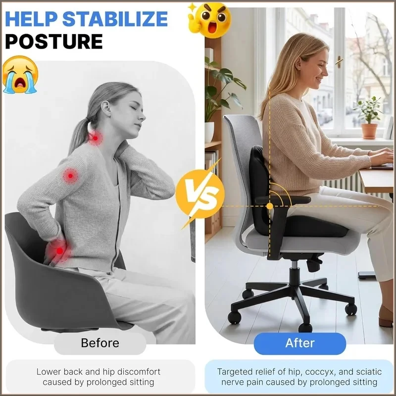 Stocking Stuffers Christmas Ergonomic Memory Foam Seat Cushion with Back & Lumbar Support Stress Relief Office Chair Car