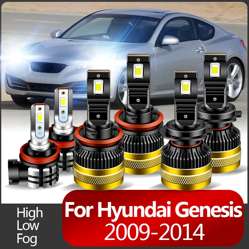 

2PCS 30000LM Canbus For Hyundai Genesis 2009-2014 Car LED Headlight Bulb H7 High Beams H11 Low Beams Fog Lamp High quality 6000K