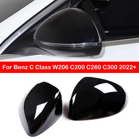 메르세데스 벤츠 C 클래스 W206 C200 C260 C300 2022 + 백미러 커버 윙 캡, 외부 도어 백미러 케이스 트림 카본