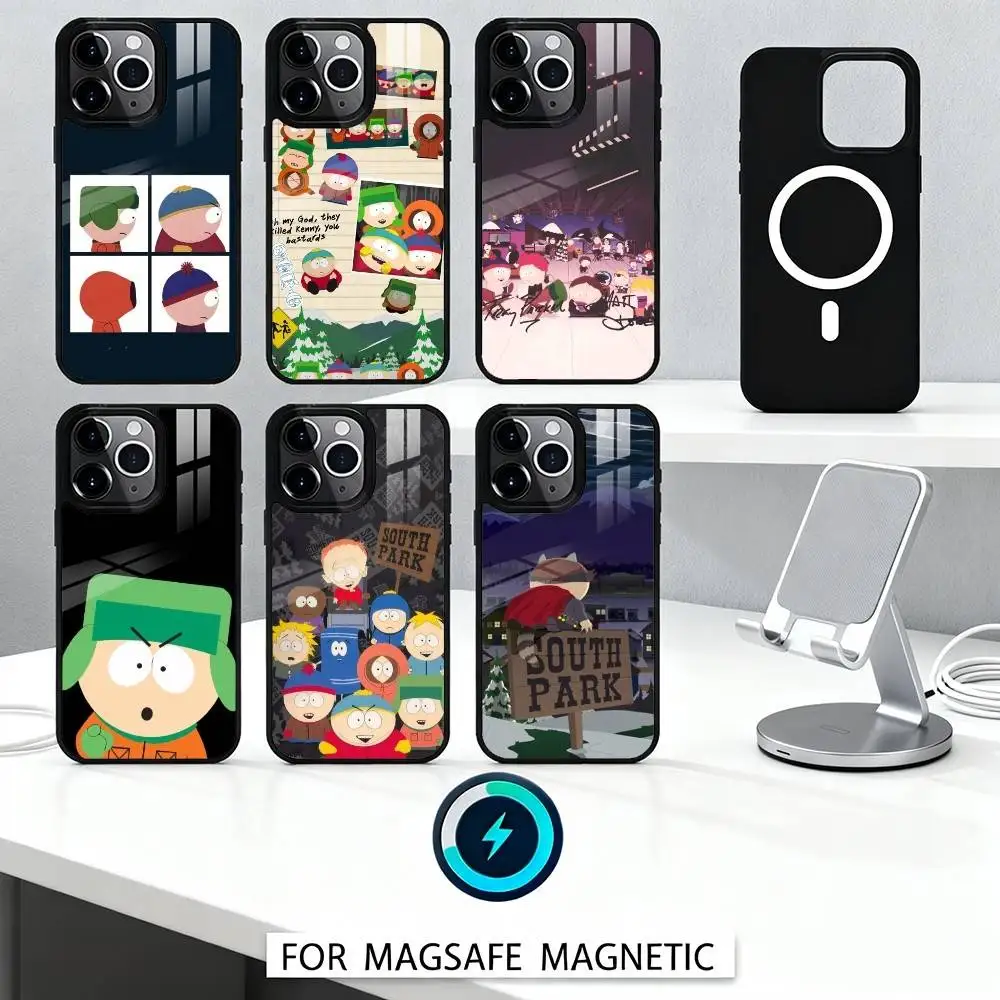

H-Humorous A-Animation - S-South Park Phone Case Magnetic For iPhone16 15 14 13 12 Pro Max For Magsafe Wireless Charging Cover